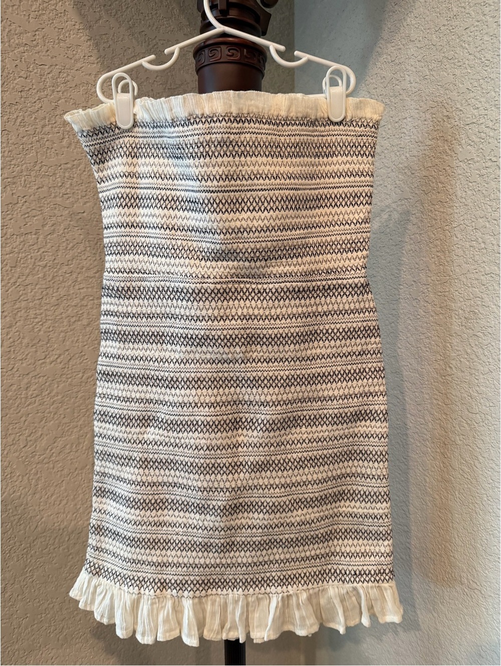 TOBI Strapless Mini Dress with Ruffle and Tassel Detail